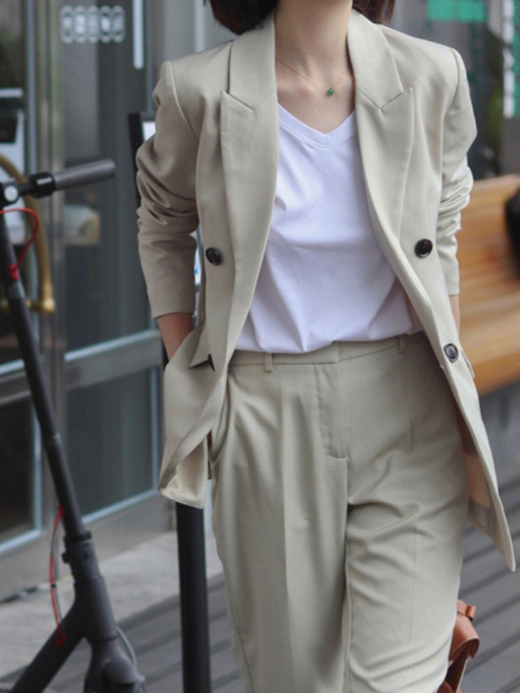 Women's Suits Blazers Autumn Office Blazer Pantsuit 2 Pieces Set Women Elegant Professional Jacket Coat Pencil Trousers Suit Female Fashion Cloth