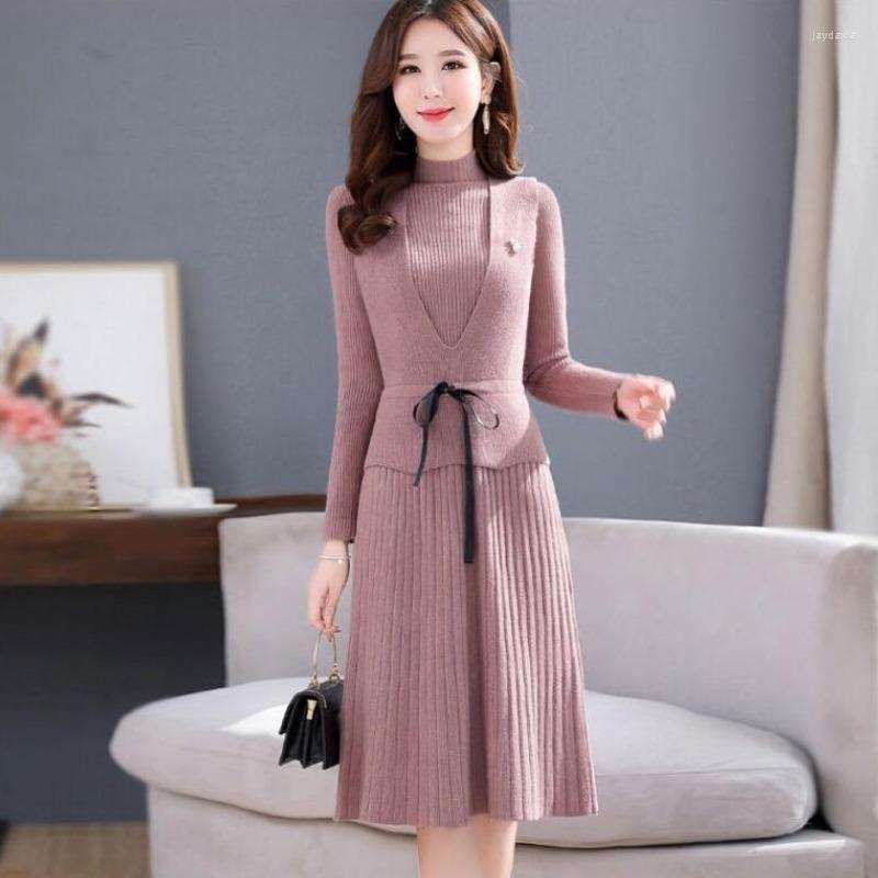 Casual Dresses #1012 Two Piece Set Sweater Dress Women Turtleneck Pleated Knitted LadiesElegant Office Woman Solid Color, Blue
Casual Dresses #1012 Two Piece Set Sweater Dress Women Turtleneck Pleated Knitted LadiesElegant Office Woman Solid Color, Blue