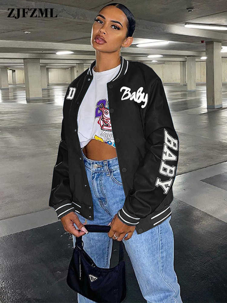 Women's Jackets Light Blue Letter Print Baseball Coat for Women Fashion Long Sleeve Single-breasted Outwear Autumn Winter Sportswear Jackets T221008, Black
Women's Jackets Light Blue Letter Print Baseball Coat for Women Fashion Long Sleeve Single-breasted Outwear Autumn Winter Sportswear Jackets T221008, Black