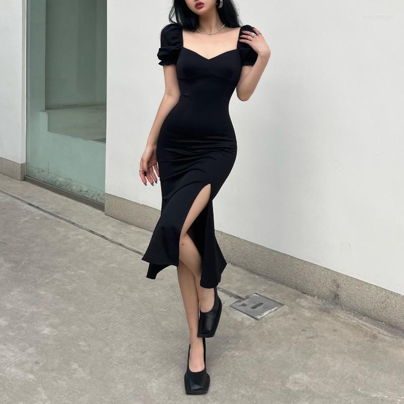 Party Dresses Combhasaki Women Summer Midi Ruffled Dress Solid Color Boat Neck Short Bubble Sleeve Off Shoulder With Side High Slit For Ladi, Black
Party Dresses Combhasaki Women Summer Midi Ruffled Dress Solid Color Boat Neck Short Bubble Sleeve Off Shoulder With Side High Slit For Ladi, Black