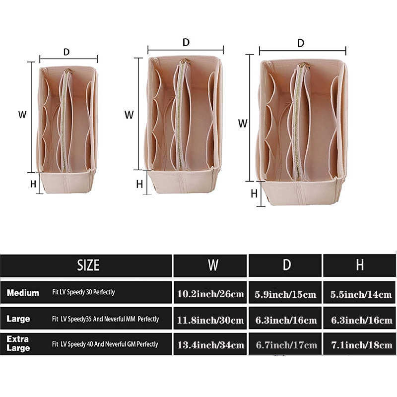 Cosmetic Bags Cases Evening with zipper Make up Organizer Insert For Handbag Travel Portable Felt Inner Purse Fits in Speedy 221009