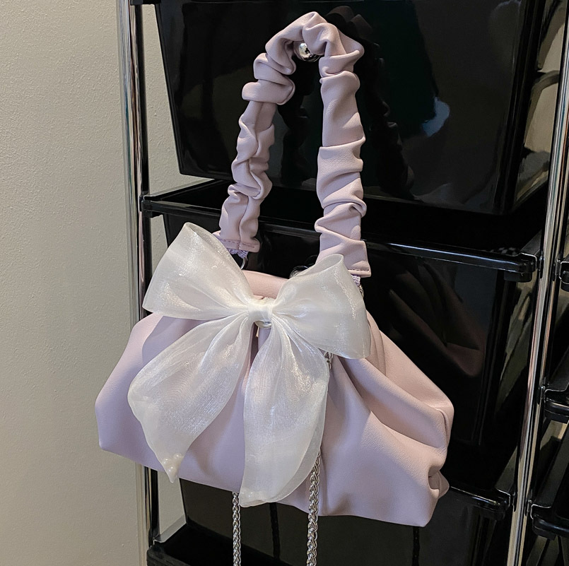 Bow ribbon small bag Women's fashion chain crossbody bag Niche design portable pleated cloud handbag, Purple
Bow ribbon small bag Women's fashion chain crossbody bag Niche design portable pleated cloud handbag, Purple