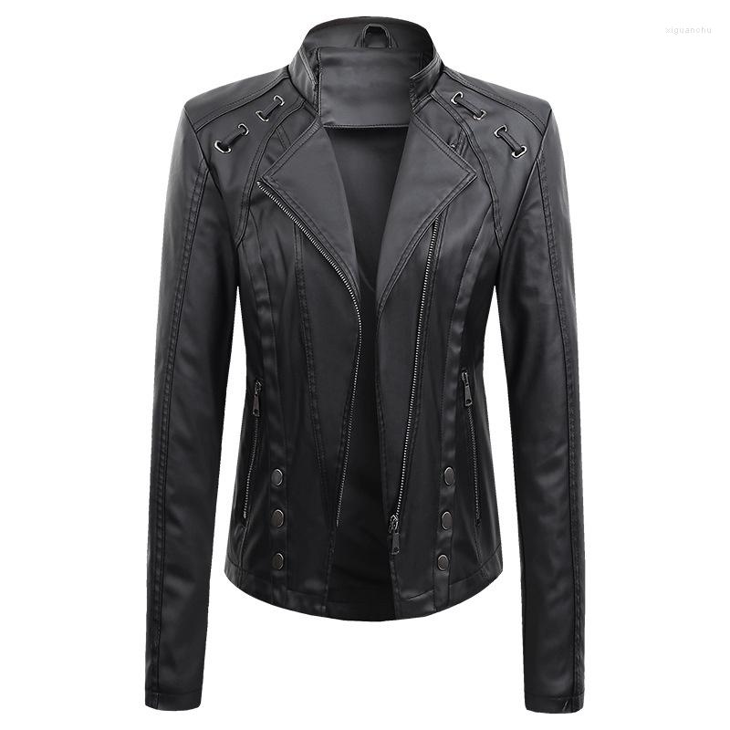 Women' Leather Faux Coat Women 2022 Spring Autumn Black Red Fashion Tops Europe America Temperament PU Jacket Female N1484
Women' Leather Faux Coat Women 2022 Spring Autumn Black Red Fashion Tops Europe America Temperament PU Jacket Female N1484
