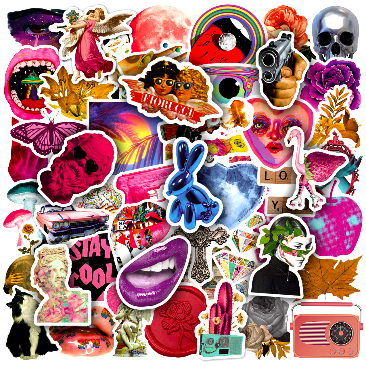 50Pcs Vintage Pink Y2K Charm Stickers 2000s Aesthetic for Laptop Guitar Car Phone Graffiti Sticker, Multi colors
50Pcs Vintage Pink Y2K Charm Stickers 2000s Aesthetic for Laptop Guitar Car Phone Graffiti Sticker, Multi colors