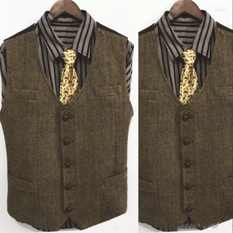 Men' Vests Groom Vest Vintage Wool Herringbone Tweed Groomsman Wedding Design Custom Men' Suit Tuxedo, Brown
Men' Vests Groom Vest Vintage Wool Herringbone Tweed Groomsman Wedding Design Custom Men' Suit Tuxedo, Brown