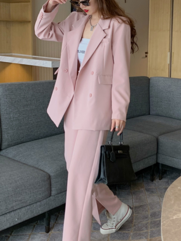 Women's Suits Blazers Women Spring Blazer Trousers Pantsuit Long Sleeve Jackets Casual Loose Pants Two Pieces Set Femme Fashion Korean Business C
