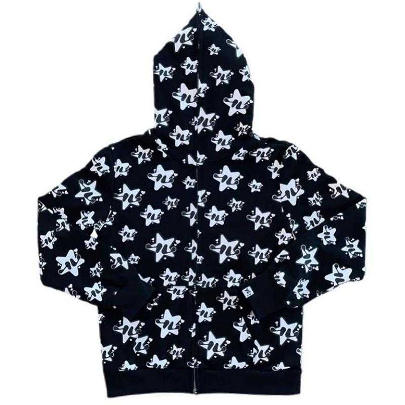 Men's Hoodies Sweatshirts Full Zip Men Y2K clothes Fashion Goth Star graphics Long Sleeve hoodies Sweatshirt Oversized emo Top G221008