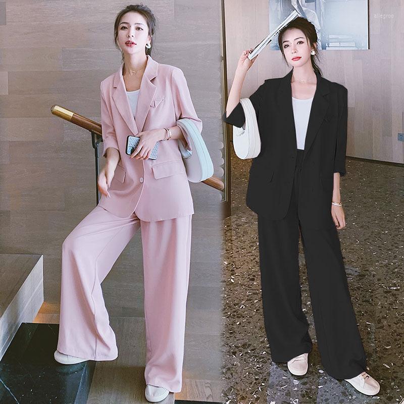Women's Two Piece Pants -5XL High Quality Elegant Women Suit 2022 Spring Summer High-end Loose Jacket Waist Wide Leg Trousers, Black
Women's Two Piece Pants -5XL High Quality Elegant Women Suit 2022 Spring Summer High-end Loose Jacket Waist Wide Leg Trousers, Black