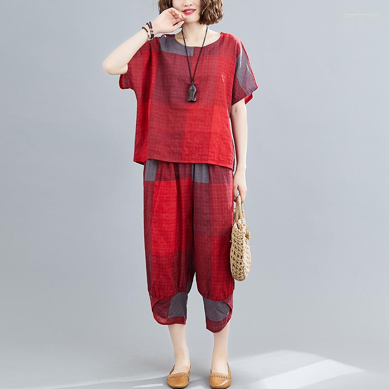 Women's Tracksuits 2022 Arrival Women's Summer Clothes Set Linen Cotton Tie Dye Print Vintage Loose Top Harem Pants Two Piece Casual, Red
Women's Tracksuits 2022 Arrival Women's Summer Clothes Set Linen Cotton Tie Dye Print Vintage Loose Top Harem Pants Two Piece Casual, Red
