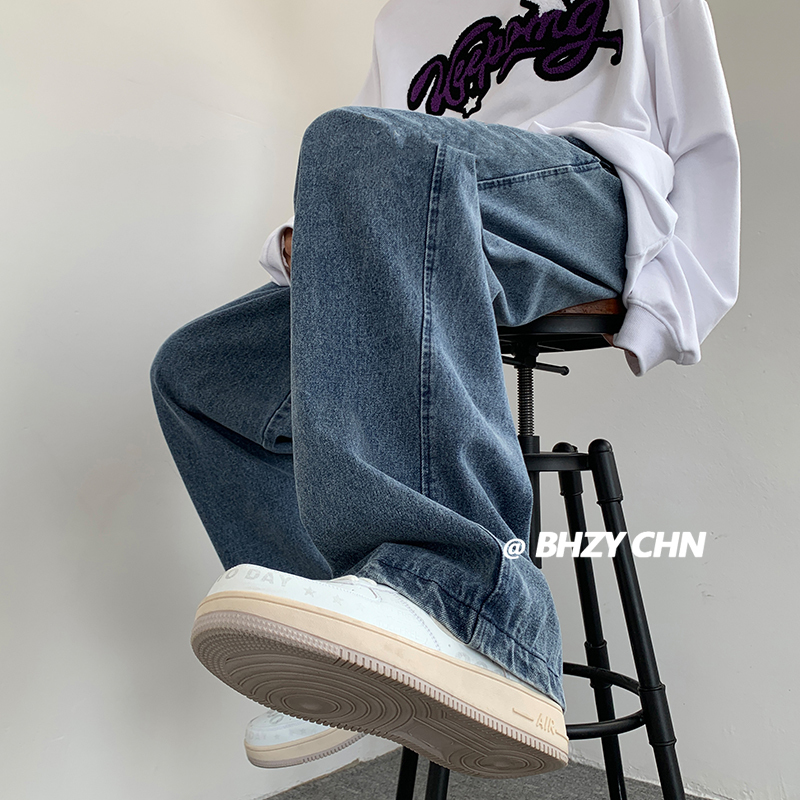 Men's Jeans Wide Leg Jean Pants Streetwear Baggy Jeans Spring Autumn Men Korean Fashion Loose Straight Male Vintage Clothing Black 221008