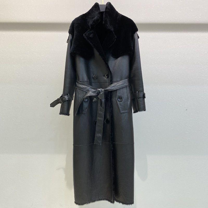 Women's Leather Sheep Fur Wool Women Genuine Long Trench Coat Female Sheepskin Belt Metal Double-breasted Slim Suit Collar Casual Chaque, Black
Women's Leather Sheep Fur Wool Women Genuine Long Trench Coat Female Sheepskin Belt Metal Double-breasted Slim Suit Collar Casual Chaque, Black