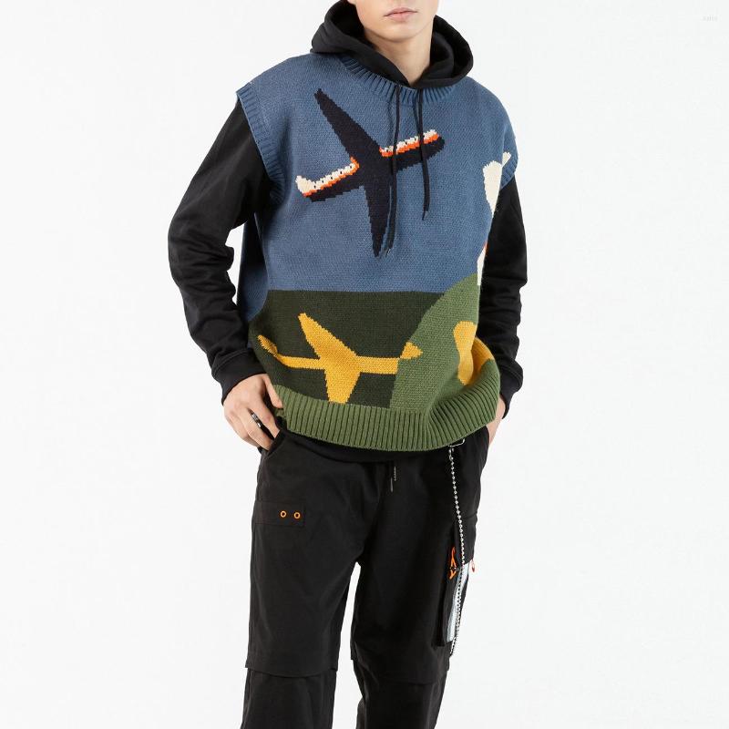 Men's Sweaters Harajuku 2022 Oversize Sweater Vest Men Plane Print Knitted Hip Hop Streetwear Retro Autumn Winter Pullover, Dark blue
Men's Sweaters Harajuku 2022 Oversize Sweater Vest Men Plane Print Knitted Hip Hop Streetwear Retro Autumn Winter Pullover, Dark blue