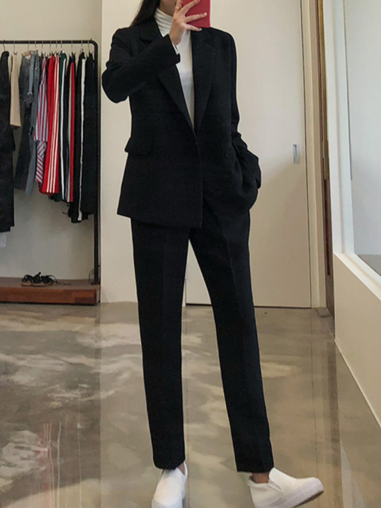 Women's Suits Blazers Spring Women's Business Trousers Two Pieces Set Office Ladies Elegant Blazer Pantsuit Female Fashion Korean Work Cloth