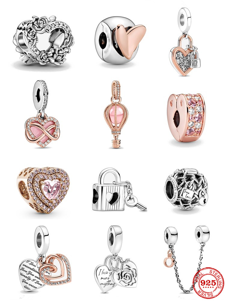 925 Sterling Silver Dangle Charm Women Beads High Quality Jewelry Gift Wholesale Openwork Chain Link Padlock Charm Rose Heart Dangle Love Clip Bead Fit Pandora DIY
925 Sterling Silver Dangle Charm Women Beads High Quality Jewelry Gift Wholesale Openwork Chain Link Padlock Charm Rose Heart Dangle Love Clip Bead Fit Pandora DIY