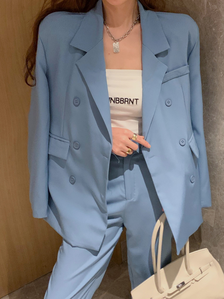 Women's Suits Blazers Women Spring Blazer Trousers Pantsuit Long Sleeve Jackets Casual Loose Pants Two Pieces Set Femme Fashion Korean Business C