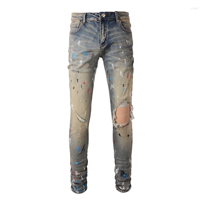 Men's Jeans Men's Vintage Holes Ripped Streetwear Painted Skinny Stretch Denim Pants Retro Distressed Tapered Trousers, Blue
Men's Jeans Men's Vintage Holes Ripped Streetwear Painted Skinny Stretch Denim Pants Retro Distressed Tapered Trousers, Blue