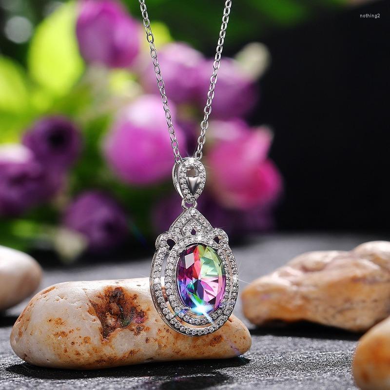 Chains Retro Shiny Oval Row Pendant Fashion Aristocratic Temperament Ladies Color Zircon Necklace Holiday Birthday Anniversary Gift
Chains Retro Shiny Oval Row Pendant Fashion Aristocratic Temperament Ladies Color Zircon Necklace Holiday Birthday Anniversary Gift
