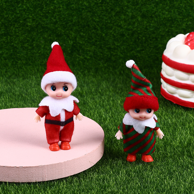 Red Green Christmas Toddler Baby Elf Dolls with Movable Arms Legs Doll House Accessories Baby Elves Toy For Kids