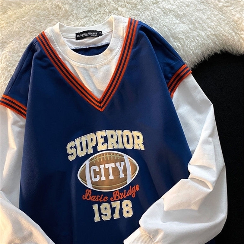Womens Hoodies Sweatshirts Vintage American college style sweatshirt women oversized trend fried street hiphop fake twopiece tops ins printed sweatshirt 221010
Womens Hoodies Sweatshirts Vintage American college style sweatshirt women oversized trend fried street hiphop fake twopiece tops ins printed sweatshirt 221010