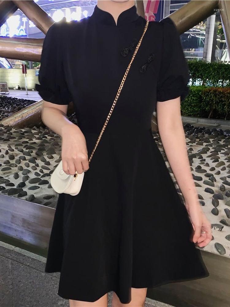 Casual Dresses QWEEK Chinese Vintage Mini Dress Women China Style Black Wrap Bodycon Puff Sleeve Short 2022 Summer Robes Female
Casual Dresses QWEEK Chinese Vintage Mini Dress Women China Style Black Wrap Bodycon Puff Sleeve Short 2022 Summer Robes Female