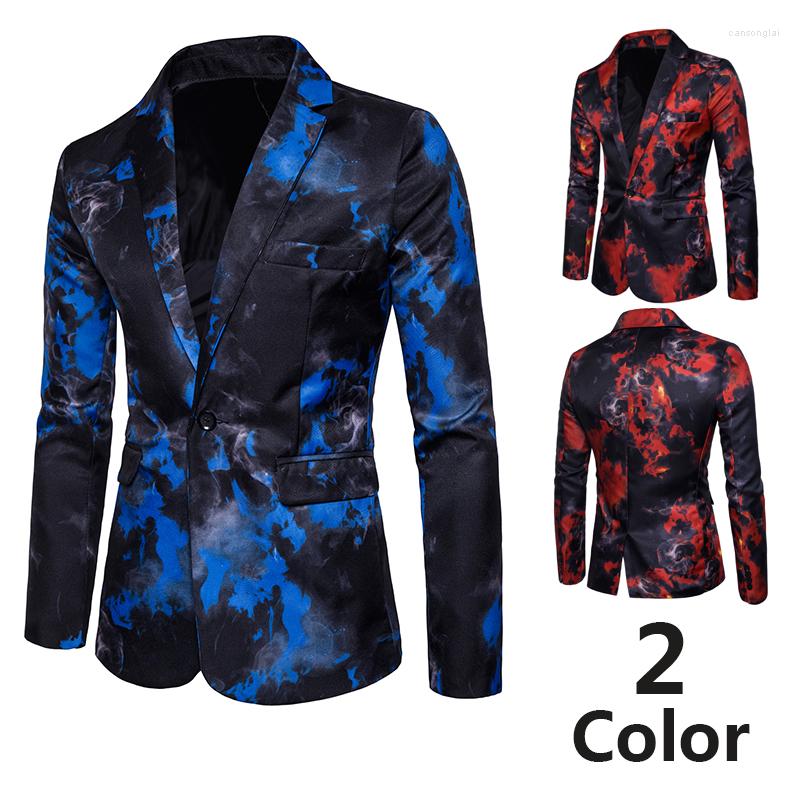 Men's Suits Autumn Men's One-button Suit Personality Self-cultivation Creative Red And Blue Flame Print Casual Dress Costumes
Men's Suits Autumn Men's One-button Suit Personality Self-cultivation Creative Red And Blue Flame Print Casual Dress Costumes