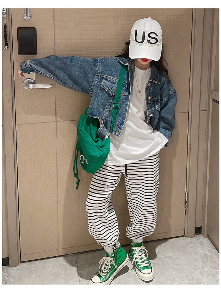 Jackets Denim Jacket for Girls 10 to 12 years Fall Winter Kids Teen Girl Fashion Loose Black Blue Coat 221010