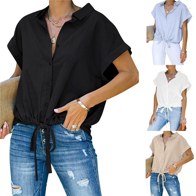 Women' T Shirts Women Summer Blouse Short Sleeve Plain Front Buttons Lapel Drawstring Hem Casual Shirt Ladies Loose Street Wear Tops Tees, Black
Women' T Shirts Women Summer Blouse Short Sleeve Plain Front Buttons Lapel Drawstring Hem Casual Shirt Ladies Loose Street Wear Tops Tees, Black