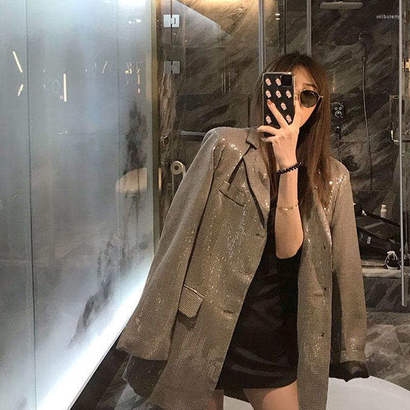 Women' Suits 2022 Spring Shiny Blazers Women Clothes Korean Fashion Single-Breasted Long Sleeve Suit Jacket Female Casual Outwear, Grey
Women' Suits 2022 Spring Shiny Blazers Women Clothes Korean Fashion Single-Breasted Long Sleeve Suit Jacket Female Casual Outwear, Grey
