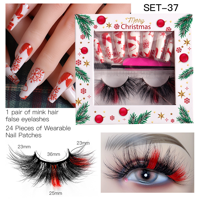 Handmade Reusable Multilayer Color False Eyelashes and Fake Nail Christmas Edition Curly Thick Mink Fake Lashes Extensions Makeup for Eyes Easy to Wear DHL
Handmade Reusable Multilayer Color False Eyelashes and Fake Nail Christmas Edition Curly Thick Mink Fake Lashes Extensions Makeup for Eyes Easy to Wear DHL