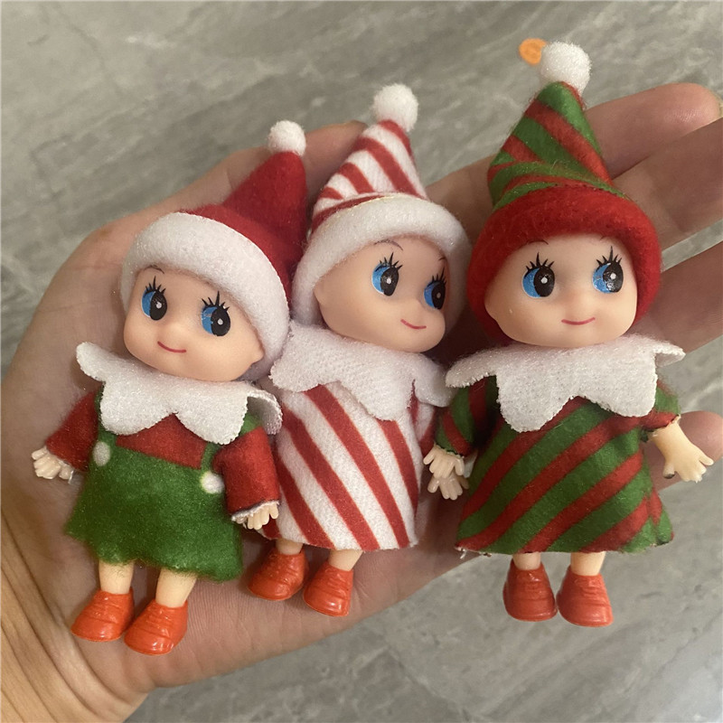Red Green Christmas Toddler Baby Elf Dolls with Movable Arms Legs Doll House Accessories Baby Elves Toy For Kids