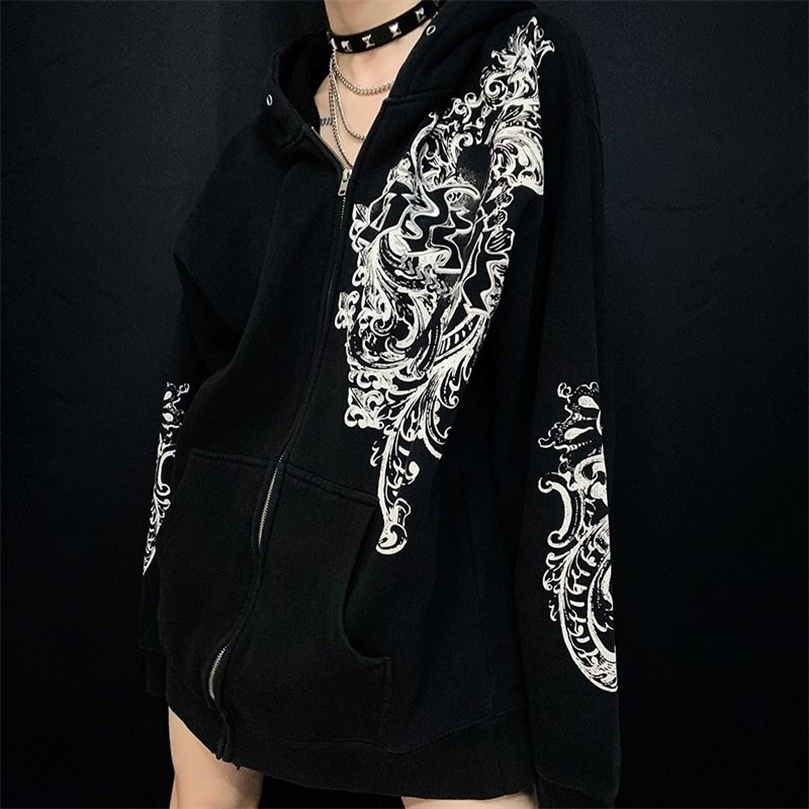 Womens Hoodies Sweatshirts Goth Dark Print Zip Up Hoodie Harajuku Vintage Street Hip Hop Hoodies Women Clothing Loose Casual Sweatshirt Clothes Tops 221010
Womens Hoodies Sweatshirts Goth Dark Print Zip Up Hoodie Harajuku Vintage Street Hip Hop Hoodies Women Clothing Loose Casual Sweatshirt Clothes Tops 221010