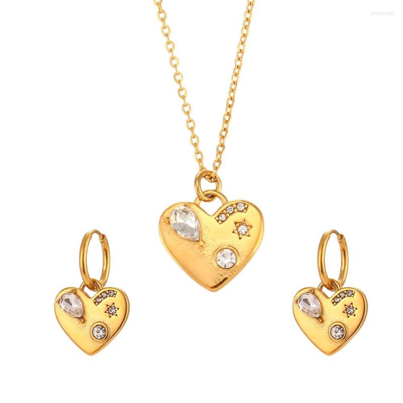 Necklace Earrings Set 2022 Cute Inlaid Zircon Star Heart Pendant Necklaces For Women Party Gift Romantic Hoop Waterproof 18K Jewelry, Picture shown
Necklace Earrings Set 2022 Cute Inlaid Zircon Star Heart Pendant Necklaces For Women Party Gift Romantic Hoop Waterproof 18K Jewelry, Picture shown