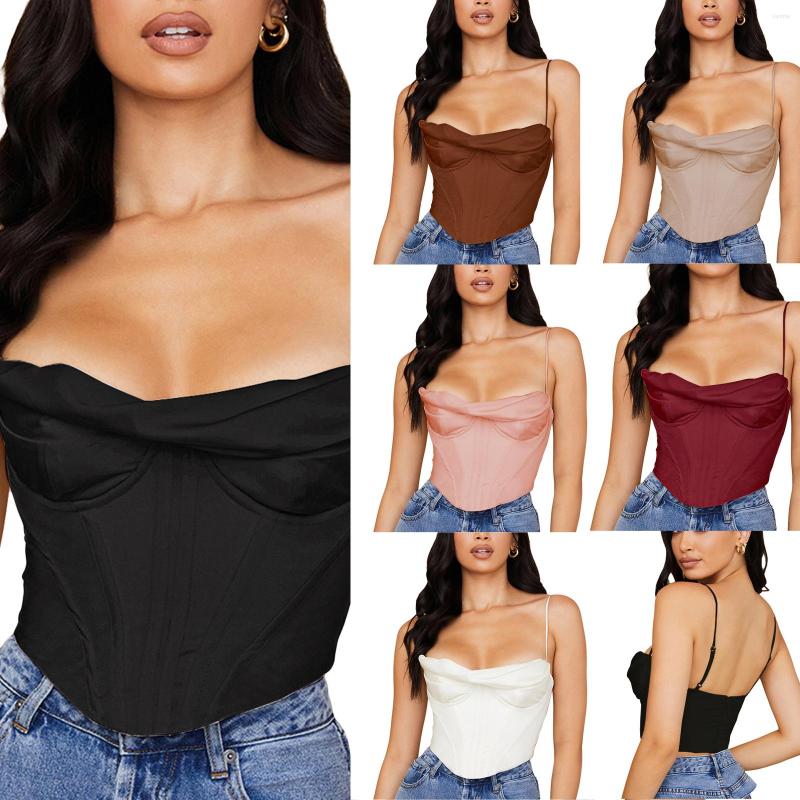 Women' Tanks Hirigin Fashion Women Camisole Tops With Heap-neck Satin Fishbone Pleated Sexy Low Chest Cooling Style Summer Clothing
Women' Tanks Hirigin Fashion Women Camisole Tops With Heap-neck Satin Fishbone Pleated Sexy Low Chest Cooling Style Summer Clothing
