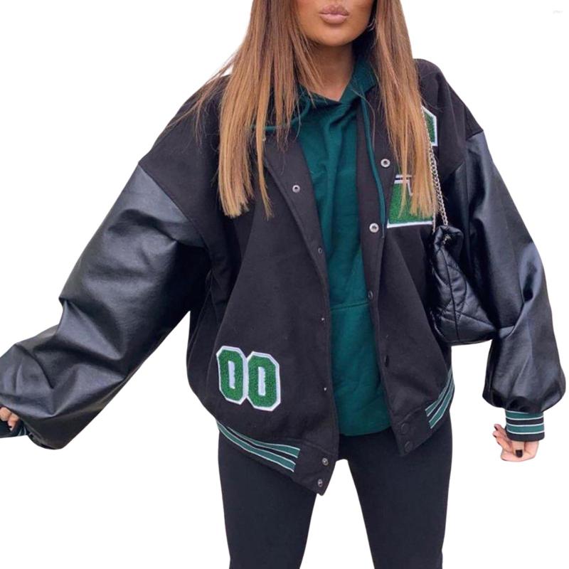 Women' Jackets Y2k Varsity Jacket Women Oversized Baseball Autumn Winter Uniform Bomber Coats 90s Vintage Long Sleeve Loose Coat, Black
Women' Jackets Y2k Varsity Jacket Women Oversized Baseball Autumn Winter Uniform Bomber Coats 90s Vintage Long Sleeve Loose Coat, Black