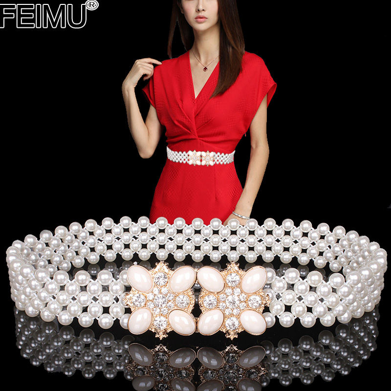 Pearl belt women's wide diamond inlaid skirt dress shirt decorative belts Korean fashion versatile elastic waist seal, As picture
Pearl belt women's wide diamond inlaid skirt dress shirt decorative belts Korean fashion versatile elastic waist seal, As picture