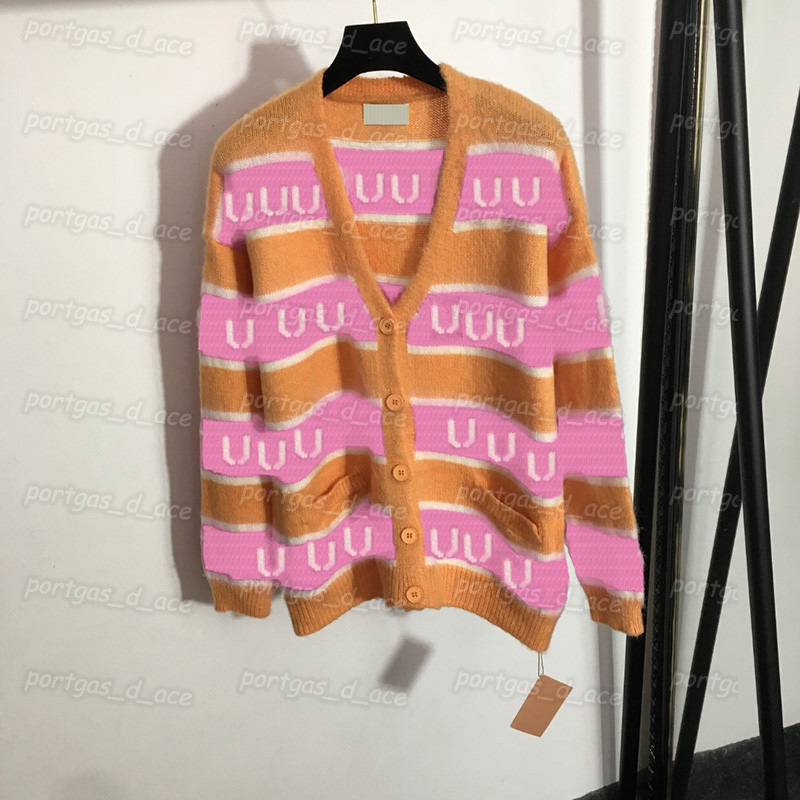 Luxury Womens Sweater Pink Striped V Neck Cardigan Long Sleeve Mohair Knitted Jacket, Pink with label #20226258 
Luxury Womens Sweater Pink Striped V Neck Cardigan Long Sleeve Mohair Knitted Jacket, Pink with label #20226258