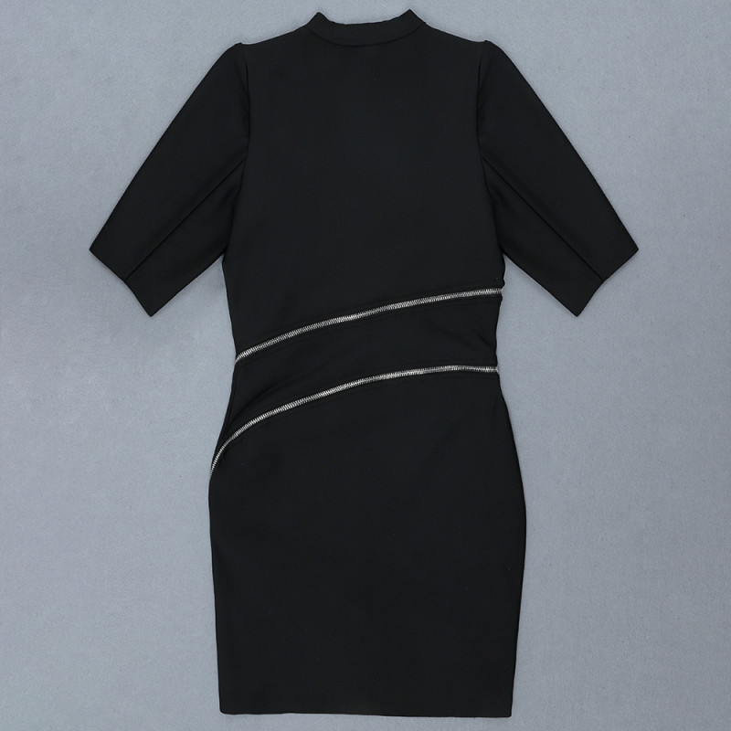 stand collar women lady dresses zipper fashion bandage dress summer slim party evening outfits 4524