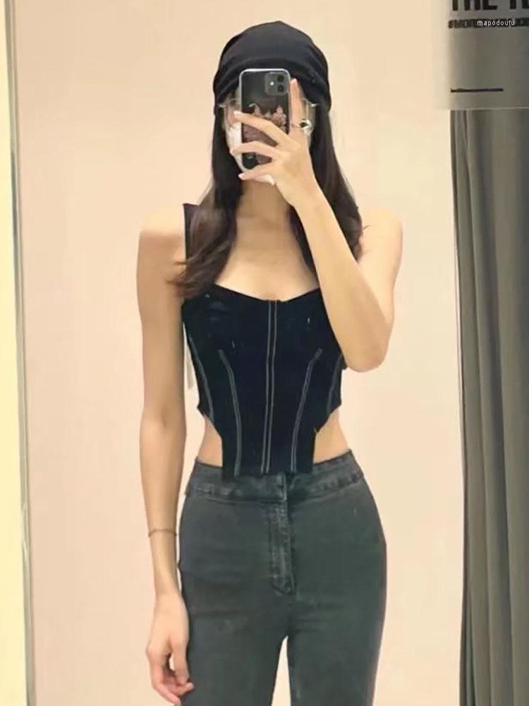 Women's Tanks YLJHQX 2022 Women Black Denim Tight Top Sexy Ladies Sleeveless Backless Camisole
Women's Tanks YLJHQX 2022 Women Black Denim Tight Top Sexy Ladies Sleeveless Backless Camisole