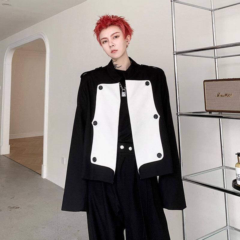 Men's Jackets Men Black White Splice Fashion Loose Casual Vintage Short Blazers Suit Coat Male Stage Clothes Japan Korea Jacket Outerwear, H1712
Men's Jackets Men Black White Splice Fashion Loose Casual Vintage Short Blazers Suit Coat Male Stage Clothes Japan Korea Jacket Outerwear, H1712