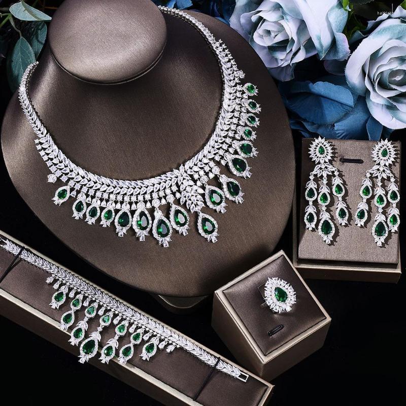 Necklace Earrings Set HIBRIDE Luxury 4PCS African Jewelry For Women Wedding Party CZ Crystal Sets Dubai Bridal Accessories N-534, Picture shown
Necklace Earrings Set HIBRIDE Luxury 4PCS African Jewelry For Women Wedding Party CZ Crystal Sets Dubai Bridal Accessories N-534, Picture shown