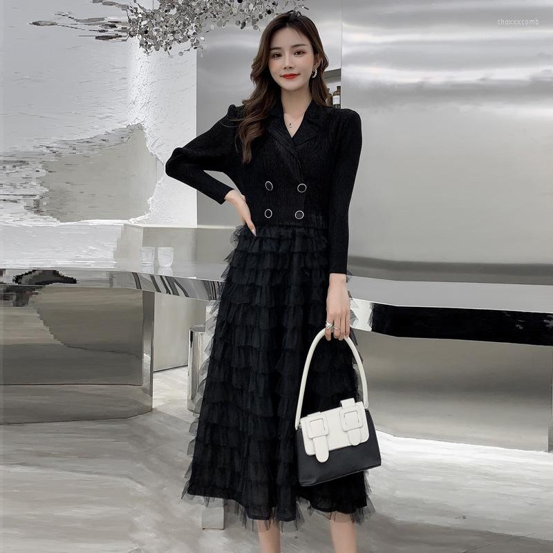 Casual Dresses Women's Autumn And Winter Suit Collar OL Style Pleated Long Sleeve Layered Dress, Black
Casual Dresses Women's Autumn And Winter Suit Collar OL Style Pleated Long Sleeve Layered Dress, Black