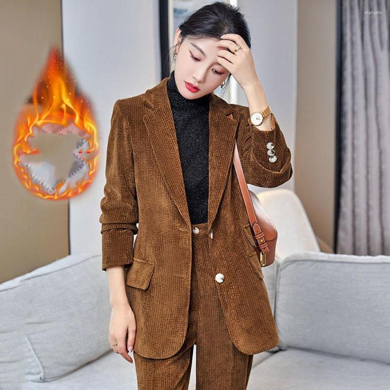 Women' Two Piece Pants Autumn Winter 2022 Corduroy Cotton Jackets Suit Women Fashion Thicken Warm Sets Ladies Loose Work Wear Suits, Blue regular set
Women' Two Piece Pants Autumn Winter 2022 Corduroy Cotton Jackets Suit Women Fashion Thicken Warm Sets Ladies Loose Work Wear Suits, Blue regular set