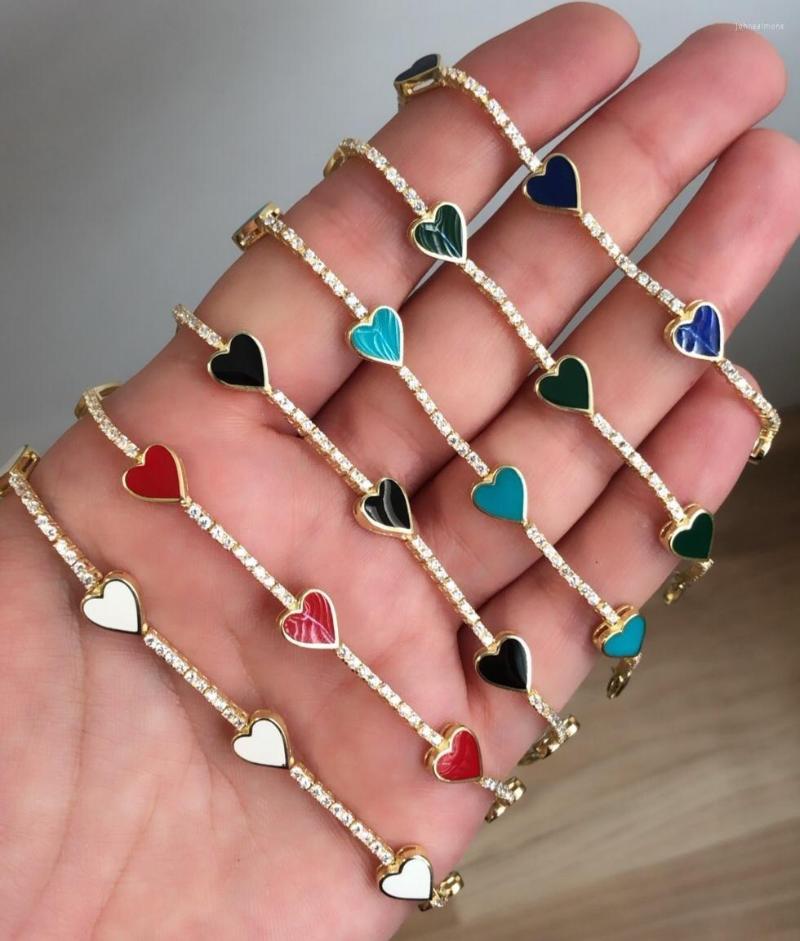 Bangle Cute Lovely Enamel Heart Charm Cz Tennis Chain Bracelet For Lover Women Fashion Jewelry 15 4cm Extend
Bangle Cute Lovely Enamel Heart Charm Cz Tennis Chain Bracelet For Lover Women Fashion Jewelry 15 4cm Extend