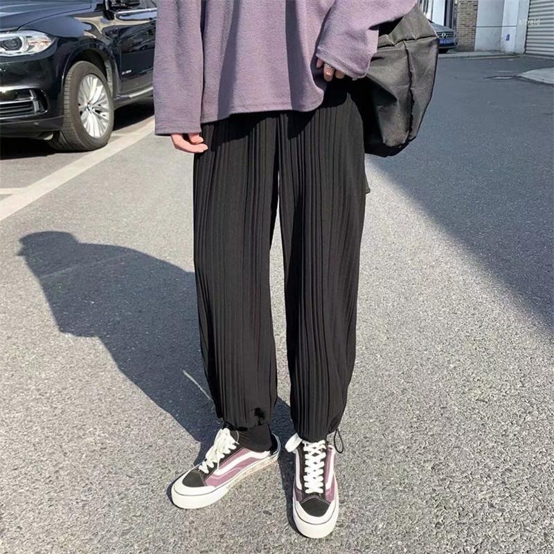 Men's Pants Harakuku Man Casual Tie Leg Pleated Straight Elastic Waist Corduroy Solid Color Loose Trousers Male Korean Streetwear Pant, Black
Men's Pants Harakuku Man Casual Tie Leg Pleated Straight Elastic Waist Corduroy Solid Color Loose Trousers Male Korean Streetwear Pant, Black