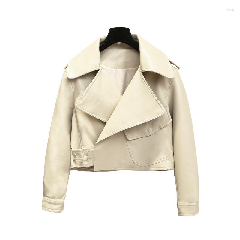 Women's Leather VSUE Women Outwear Jacket Pocket Beige Black Pu Faux Notch Collar Moto Mobike Solid C0258
Women's Leather VSUE Women Outwear Jacket Pocket Beige Black Pu Faux Notch Collar Moto Mobike Solid C0258