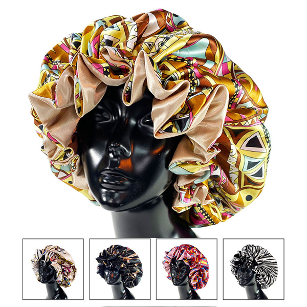 Fashionable Women's Satin Beanie/Skull Caps Double layer Silk Print Pleated Princess Lace Nightcap Cap Cover AC275, Color as shown in the figure
Fashionable Women's Satin Beanie/Skull Caps Double layer Silk Print Pleated Princess Lace Nightcap Cap Cover AC275, Color as shown in the figure