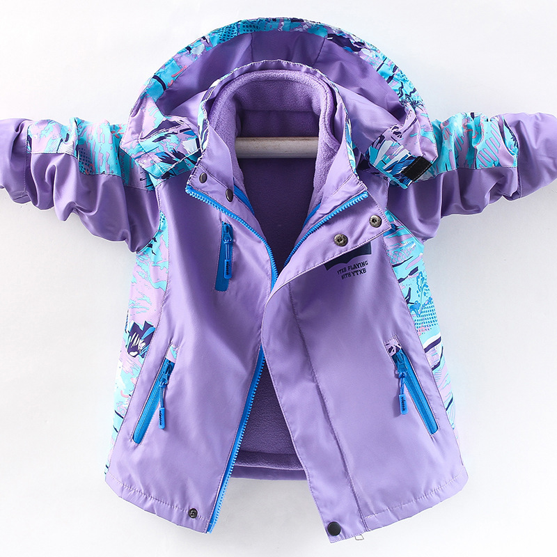 Jackets a cap detachable girls trench coat remove ski wear foreign trade clothing middle aged children s jacket 6 12 years old 221010