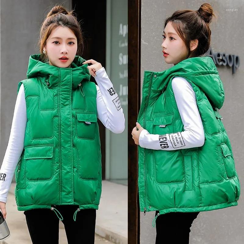 Women's Vests 2022 Autumn Winter Thick Warm Sleeveless Hooded Jacket Women Casual Loose Short Female Vest Korea Fashion Glossy Solid, Beige
Women's Vests 2022 Autumn Winter Thick Warm Sleeveless Hooded Jacket Women Casual Loose Short Female Vest Korea Fashion Glossy Solid, Beige