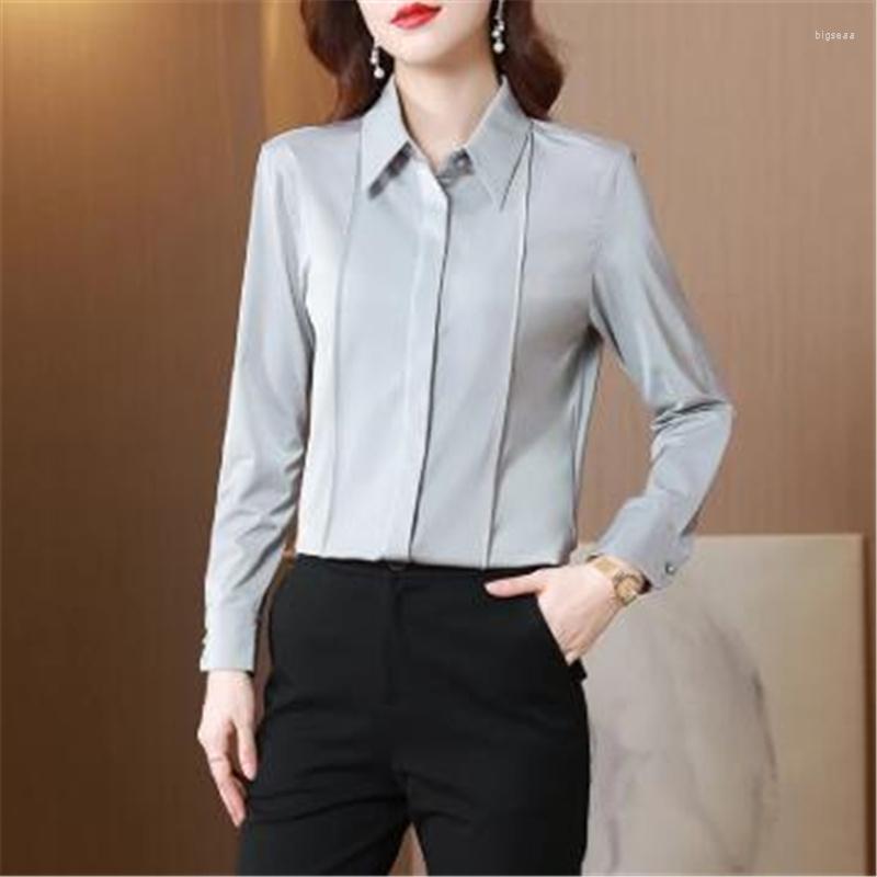 Women's Blouses Satin Chiffon Women Office Lady Business Shirt Polo-Neck Long Sleeve Elegant Button OLTop Autumn Shirts, Gray
Women's Blouses Satin Chiffon Women Office Lady Business Shirt Polo-Neck Long Sleeve Elegant Button OLTop Autumn Shirts, Gray