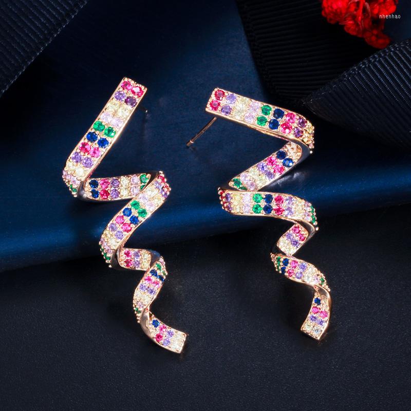 Dangle Earrings CWWZircons Vivid Cute Twisted Ribbon Shape Multicolor Cubic Zirconia Long Unique Trendy Boho Jewelry For Women CZ779
Dangle Earrings CWWZircons Vivid Cute Twisted Ribbon Shape Multicolor Cubic Zirconia Long Unique Trendy Boho Jewelry For Women CZ779